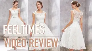 Wedding Dress M19138W丨A-line/Princess Sleeveless Tea-Length Satin/Lace Wedding Dress
