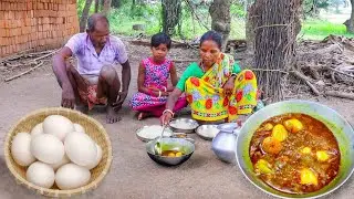 Egg curry cooking&eating in tribal method by santali tribe family||ANDA CURRY recipe