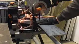 First cut on 6mm steel flat bar with Evolution metal saw