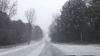 Snow on Falls of Neuse Rd. in North Carolina