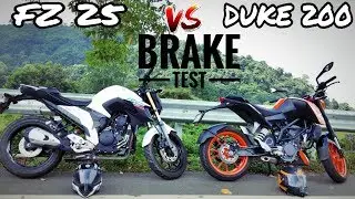 Yamaha FZ25 VS Duke 200 | BRAKE TEST | Surprising Results