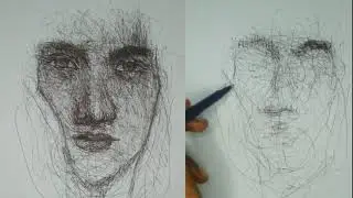 how to draw a girl portrait drawing | scribble method | step by step tutorial ✨ | charcoal dudek
