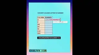 How to convert a column letter to an regular number in ms excel INDIRECT and COLUMN functions