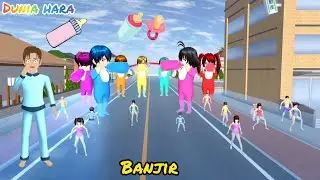 Banjir Kota Muncul Bayi Raksasa Warna Warni Sampai Polisi Bingung Mau Tangkap 😅😰| Sakura Simulator