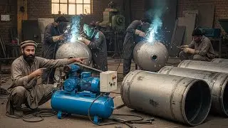Forging Air Compressor Tanks from Raw Iron Sheets | Pressing Power 