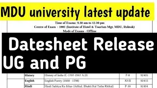 Mdu University big update ll UG and PG Datesheet Release ll Dec 2021