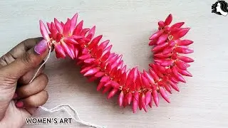 how to string arali flower garland in tamil | arali mottu poo kattuvathu yeappadi | Oleander garland