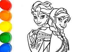 Anna Elsa Frozen Princess Drawing Easy Step by Step | Disney Princess Drawing and Coloring for Kids