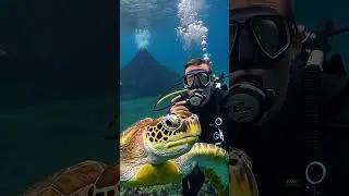 Heroic Sea Turtle Guides Diver Away from Underwater Volcano Eruption #resuce #animals #seaturtles