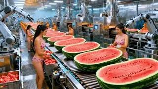 Inside a Modern Watermelon Juice Factory: From Whole Melons to Sweet Red Juice