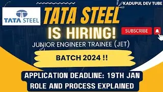 Tata Steel Limited Is Hiring Junior Engineer Trainee (JET)!! &ndash; 2024 OFF CAMPUS HIRING