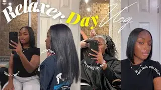 RELAXER DAY VLOG | 6-MONTH STRETCH RELAXER TOUCH-UP + WASH DAY ROUTINE + BOB CUT + MORE!