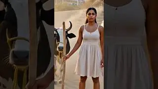 Woman Saves Cow When Cheetah Approaches in Mountain Road &ndash;#trending#wildlife#cheetah#cow#Animated