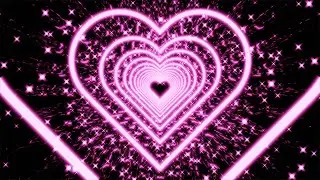 Neon Pink Heart With Spilling Particles In The Shape Of a Cross. 4K Video Loop