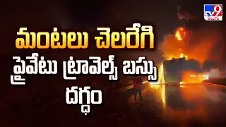 మంటలు చెలరేగి ప్రైవేటు ట్రావెల్స్ బస్సు దగ్ధం | Kurnool travels bus fire incident - TV9