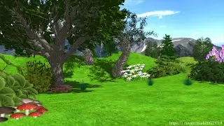 3D Kids Cartoon Landscape Green Nature Field Forest Background Video Footage Free 4K