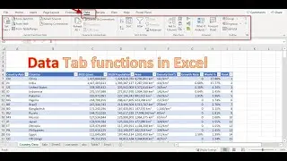 Data tab functions in Excel