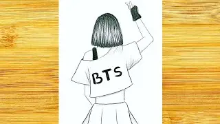 Cómo dibujar una chica BTS / Dibujo simple de BTS / Tutoriales de dibujo a lápiz