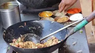 chicken fried rice preparation  - Balaji chicken stall Indian street food