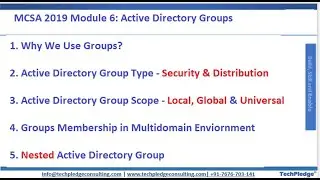 MCSA 2019 Module 6 : Active Directory Groups | MCSE | Windows Server Admin |TechPledge Consulting