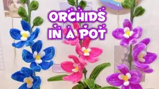 How to make Fuzzy Wire Orchids in a Pot | Febble's Art Corner