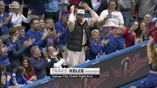 Travis Kelce was hyping up the Kansas crowd 🙌 | ESPN College Basketball