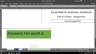 Answers For Excel Skills for Business: Advanced/week 6