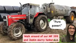 Walkaround of our 1994 Massey Ferguson 399 18 speedshift and Joskin 10,000 litre tank + Bath time