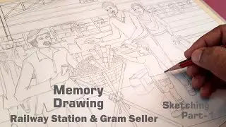 Memory Drawing Railway Station #shorts #ytshorts Drawing Exam Guide