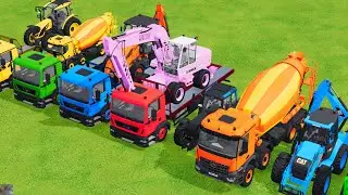 TRANSPORTING EXCAVATOR MIXER TRUCK TRACTORs Backhoe loaders Beamng.Drive Game FARMING SIMULATOR 22