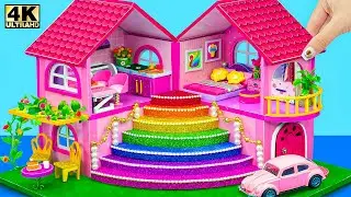 Build Pink Miniature Dollhouse Palace with Huge Rainbow Stairs for Princess ❤️ DIY Miniature House