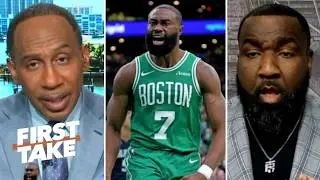 FIRST TAKE | Jaylen Brown finally proves he's a real MVP! - Stephen A. & Perk on Celtics beat Lakers