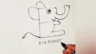 Elephant Drawing | How to draw elephant from letter E| Elephant drawing tutorial