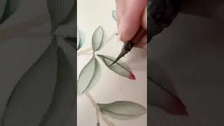 Leaf painting on silk paper #chinoiserie #watercolorpainting #paintingvideo #leafpainting