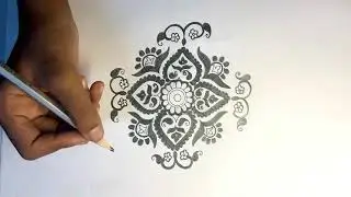 Easy Flower Alpona Design Step by Step | Beautiful Alpana Art #alpana #RumaisasArtHouse