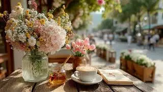 Cozy Spring Cafe Ambiance ~ Relaxing Jazz Piano for Study & Work Focus