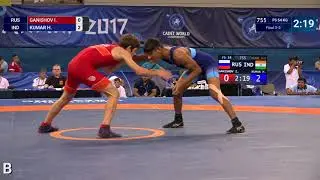BRONZE FS - 54 kg: I. GANISHOV (RUS) df. H. KUMAR (IND) by VPO1, 3-2