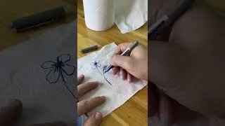 Ink Pen Drawing on Tissue! 🎨 Quick & Creative Art Hack