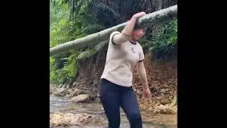 Single Mother Builds a Simple & Beautiful Bamboo Bridge | Village Life Survival