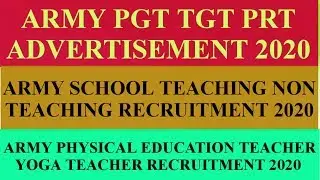 ARMY SCHOOL TEACHER RECRUITMENT 2020 || Army School PGT PET RECRUITMENT 2020