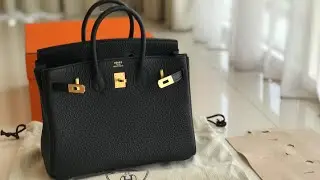 BIRKIN 25 TOGO RAIN LINES NOIR GHW - MW FASHION TALKY