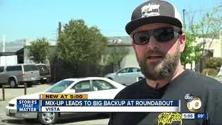 Mix-up leads to school bus stuck in roundabout