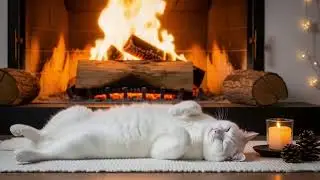 Deep Comfort Cat Music 432Hz 😺 Cozy Fire Sounds For Safe Sleep And Fear Relief no ads