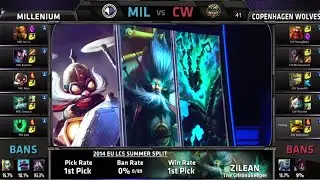 Millenium vs Copenhagen Wolves | S4 EU LCS Summer 2014 Week 10 Day 1 | MIL vs CW W10D1 G2 Full Game