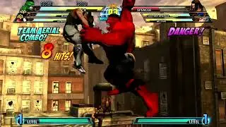 Marvel vs  Capcom 3 - Black Suit Spider-Man, Wolverine, Red Hulk vs Spencer, Cap, Arthur