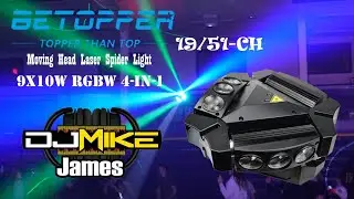 Betopper 4-в-1 9x10wt вращающаяся голова-паук с красными и зелеными лазерами