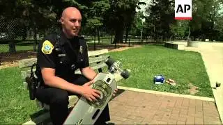 Wisconsin police officer patrols on a skateboard, to better connect with local children