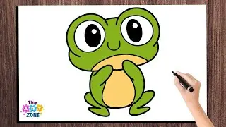 How to Draw a Cute Frog Easy for Kids | Frog Drawing tutorial