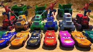 GTA V ЧЕЛОВЕК-ПАУК ПРОТИВ ПОЕЗДА Crazy Ragdolls Monster Cars McQueen Colossus XXL Mack Truck Jack...