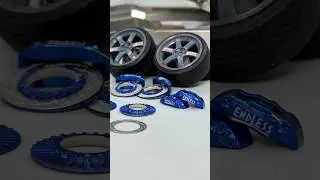 Modified Rim 17 Inch TE37 + Endless Brake Kit 6 Pot & 4 Pot for Honda Civic FL5 Diecast Scale 1:18